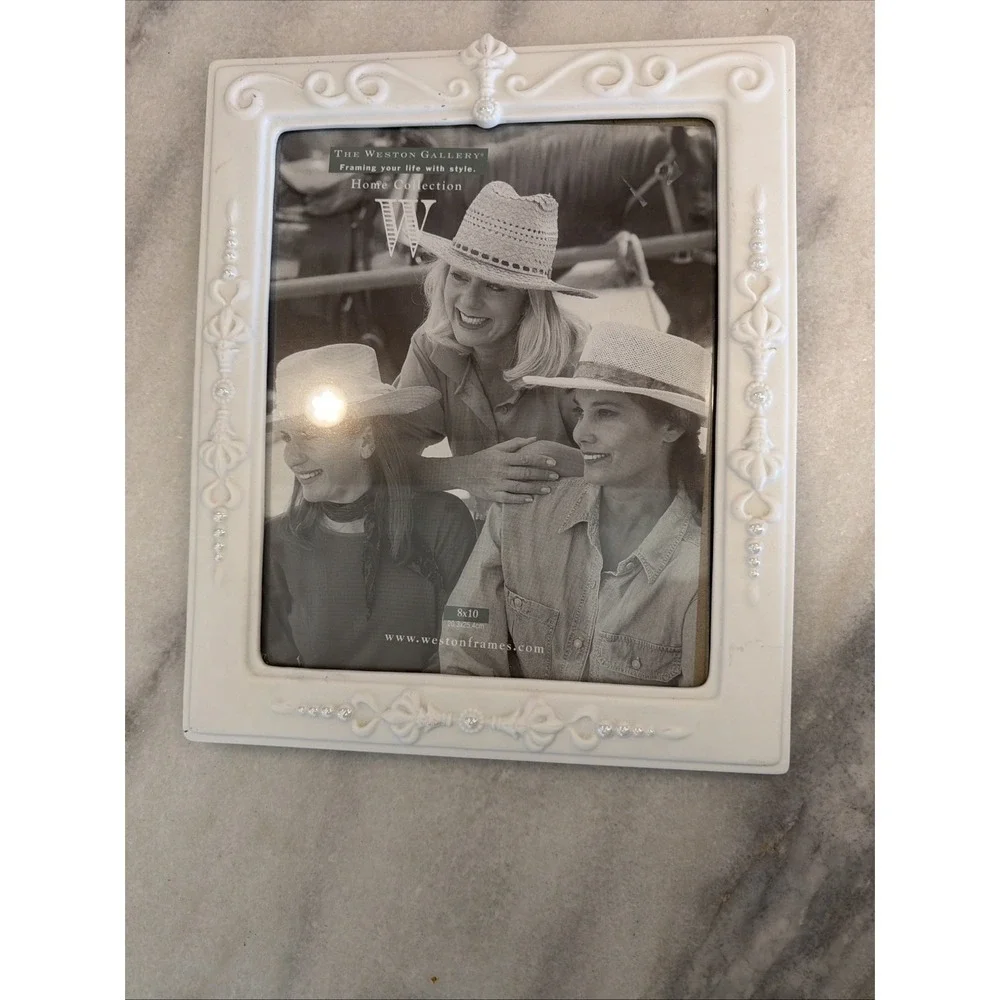 Weston Gallery 8x10 White Ceramic Frame With Pearl Details Perfect For A Wedding